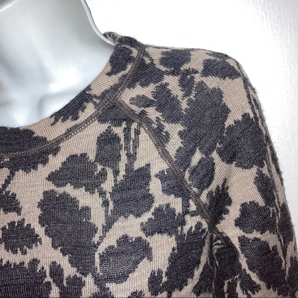 Loft Sweater Wool Blend Knit Dress Long Sleeve Crew Neck Textured M Tan Gray - Picture 5 of 7